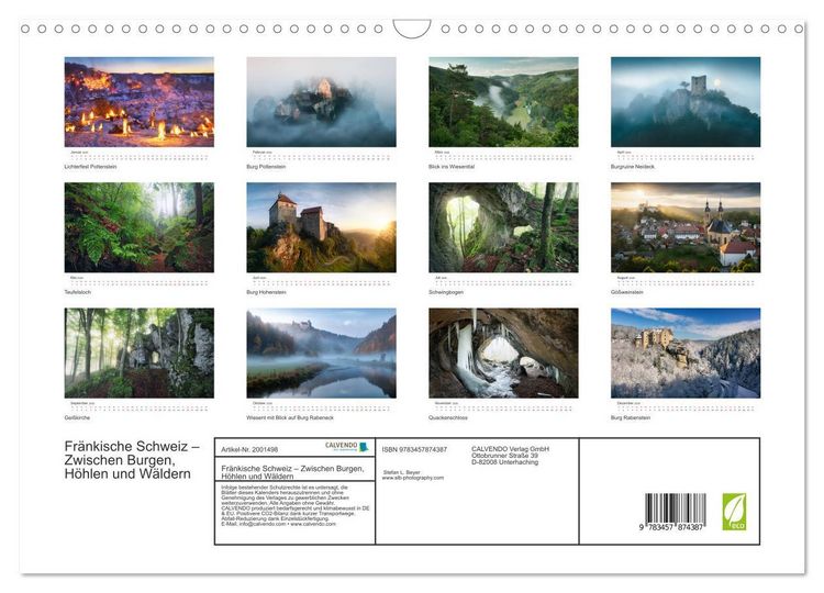 Produktbild: Fr&auml;nkische Schweiz &ndash; Zwischen Burgen, H&ouml;hlen und W&auml;ldern (Wandkalender 2026 DIN A3 quer), CALVENDO Monatskalender