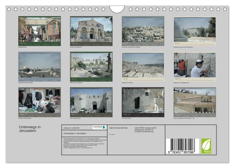 Produktbild: Unterwegs in Jerusalem (Wandkalender 2026 DIN A4 quer), CALVENDO Monatskalender