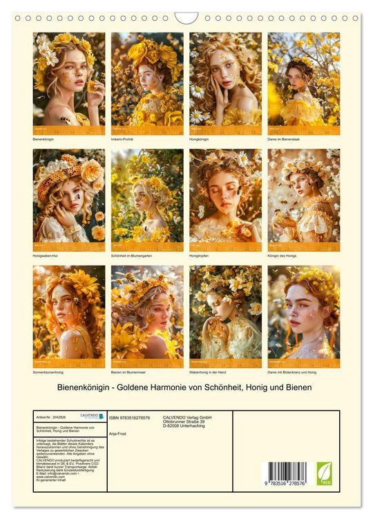 Produktbild: Bienenk&ouml;nigin - Goldene Harmonie von Sch&ouml;nheit, Honig und Bienen (Wandkalender 2026 DIN A3 hoch), CALVENDO Monatskalender