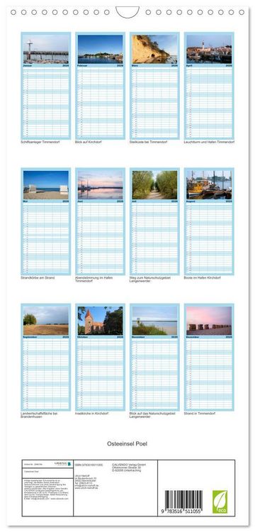Produktbild: Familienplaner 2026 - Osteeinsel Poel mit 5 Spalten (Wandkalender, 21 x 45 cm) CALVENDO