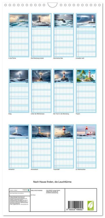 Produktbild: Familienplaner 2026 - Nach Hause finden, die Leuchtt&uuml;rme mit 5 Spalten (Wandkalender, 21 x 45 cm) CALVENDO