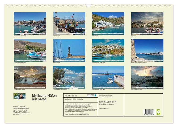 Produktbild: Idyllische H&auml;fen auf Kreta (Wandkalender 2026 DIN A2 quer), CALVENDO Monatskalender