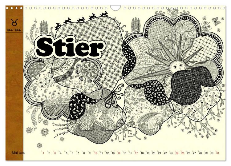 Produktbild: Tangle-Art, Sternzeichen mal anders (Wandkalender 2026 DIN A3 quer), CALVENDO Monatskalender
