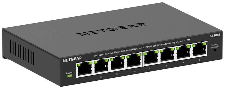 Produktbild: NETGEAR GS308E-400EUS GS308E Netzwerk Switch 8 Port 16 GBit/s