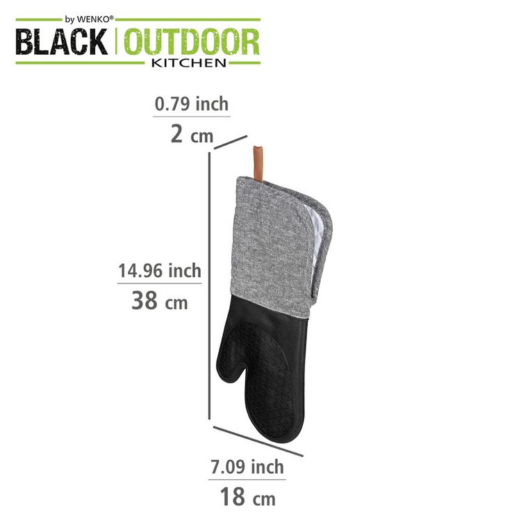 Produktbild: Topfhandschuhe Silikon Mod. Ada Schwarz, 2er, hitzebest&auml;ndige Silikon-Kochhandschuhe