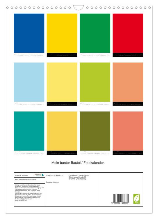 Produktbild: Mein bunter Bastel / Fotokalender (Wandkalender 2026 DIN A3 hoch), CALVENDO Monatskalender