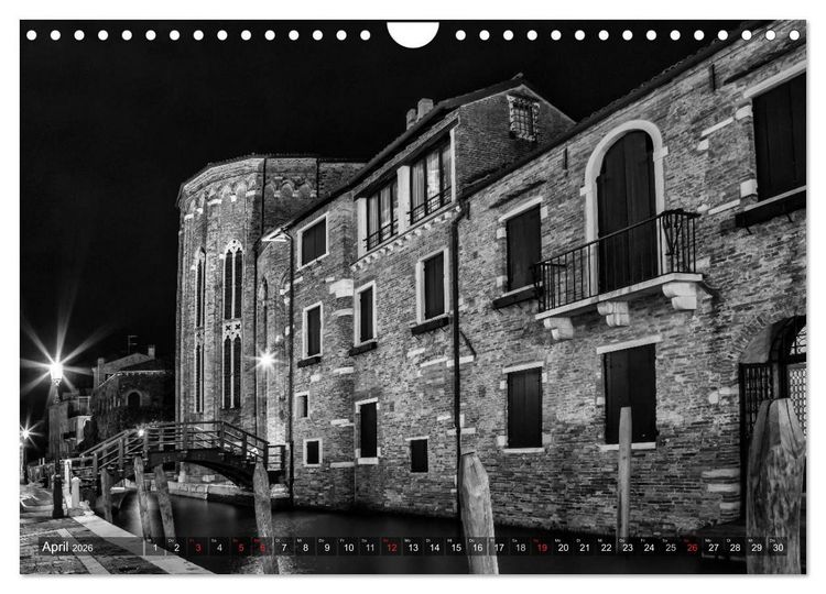 Produktbild: Leuchtendes Venedig &hellip;in monochrom (Wandkalender 2026 DIN A4 quer), CALVENDO Monatskalender