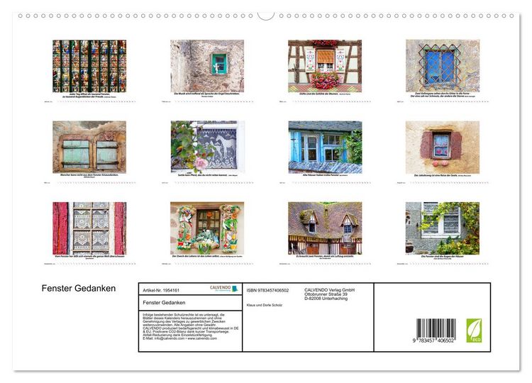 Produktbild: Fenster Gedanken (hochwertiger Premium Wandkalender 2026 DIN A2 quer), Kunstdruck in Hochglanz