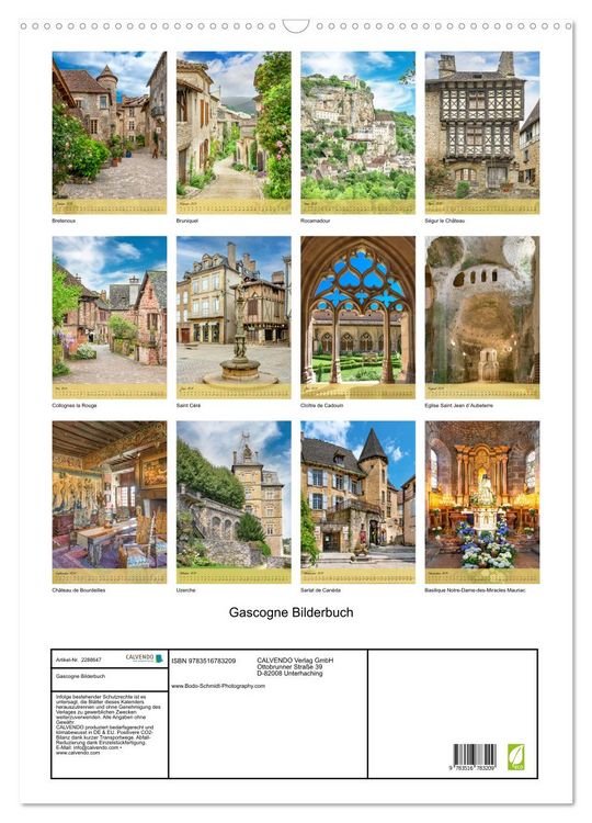 Produktbild: Gascogne Bilderbuch (Wandkalender 2027 DIN A2 hoch), CALVENDO Monatskalender