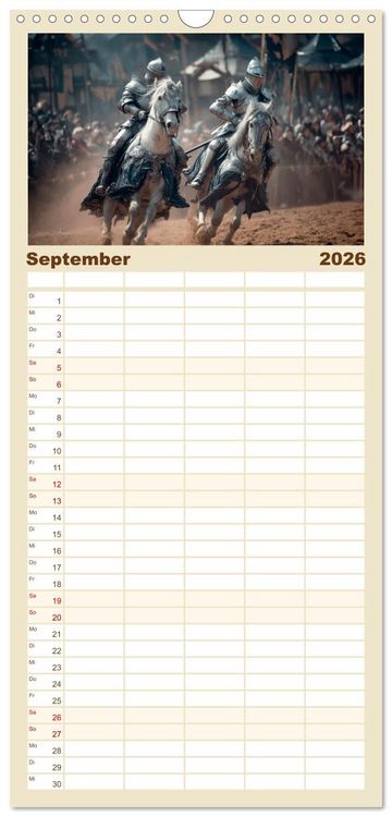 Produktbild: Familienplaner 2026 - Ritter - Legenden aus Stahl und Ehre mit 5 Spalten (Wandkalender, 21 x 45 cm) CALVENDO