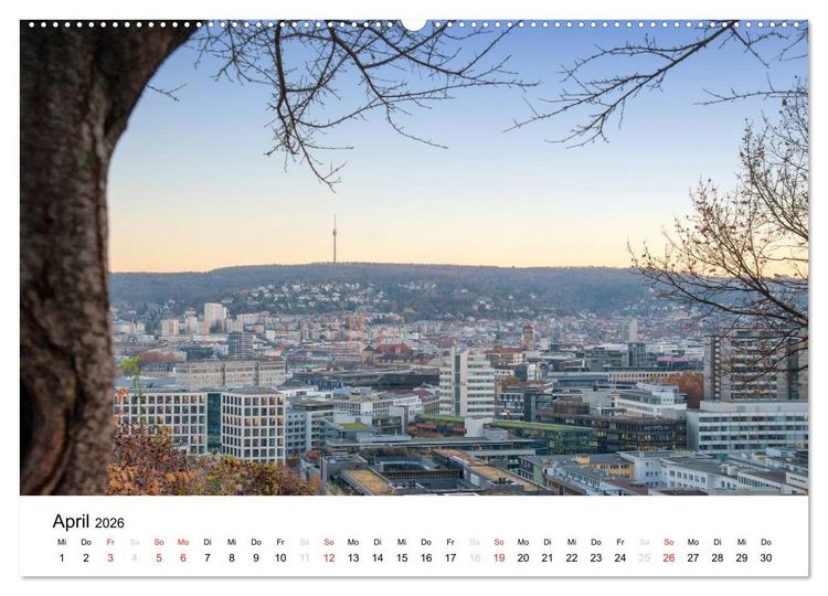 Produktbild: stadtansichten stuttgart (hochwertiger Premium Wandkalender 2026 DIN A2 quer), Kunstdruck in Hochglanz
