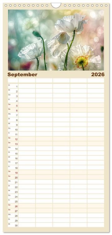 Produktbild: Familienplaner 2026 - Bezaubernde Mohnblumen mit 5 Spalten (Wandkalender, 21 x 45 cm) CALVENDO