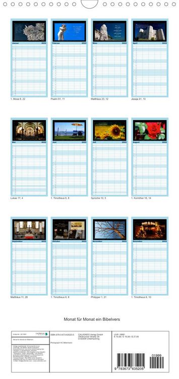 Produktbild: Familienplaner Monat f&uuml;r Monat ein Bibelvers (Wandkalender 2022 , 21 cm x 45 cm, hoch)