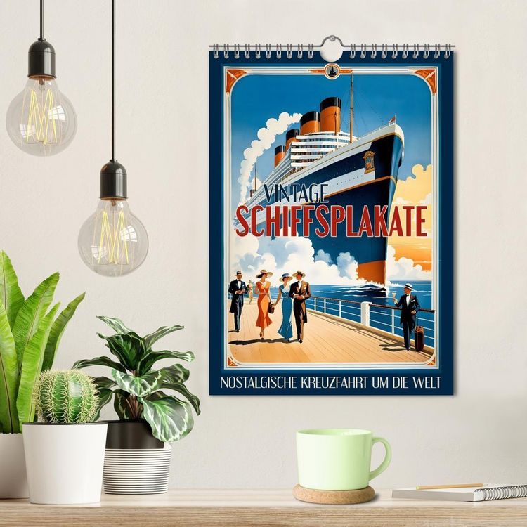 Produktbild: Vintage Schiffsplakate - nostalgische Kreuzfahrt um die Welt (Wandkalender 2026 DIN A4 hoch), CALVENDO Monatskalender