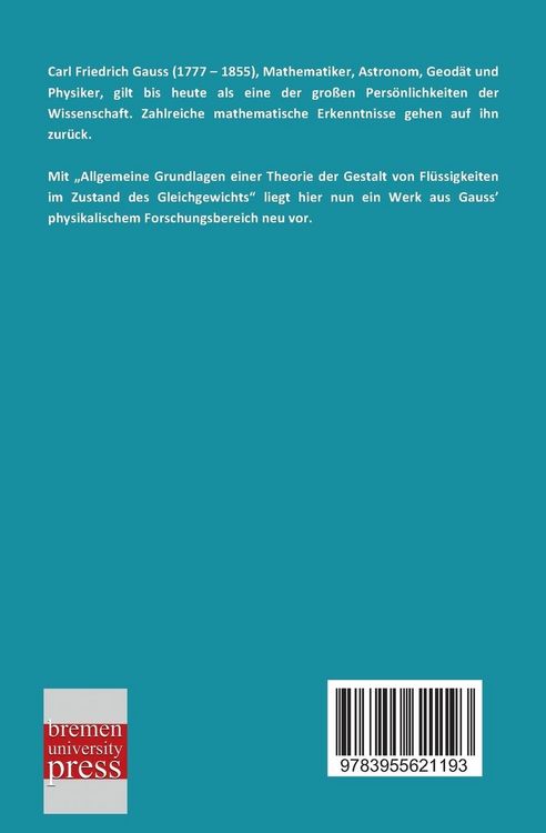 Produktbild: Allgemeine Grundlagen einer Theorie der Gestalt von Fl&uuml;ssigkeiten im Zustand des Gleichgewichts