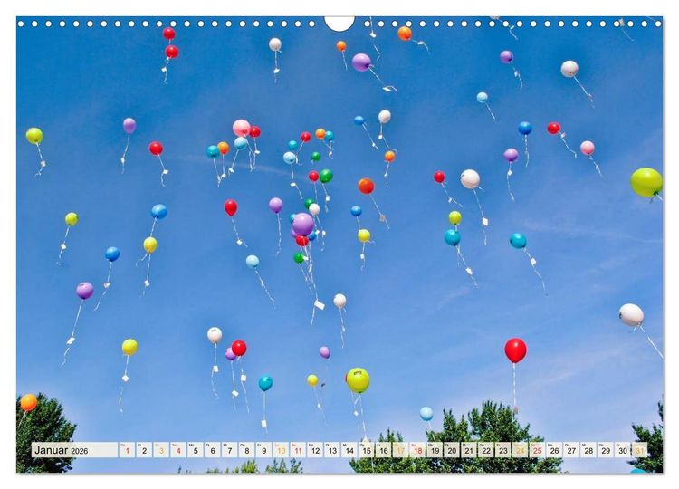 Produktbild: Mein sch&ouml;ner bunter Luftballon (Wandkalender 2026 DIN A3 quer), CALVENDO Monatskalender
