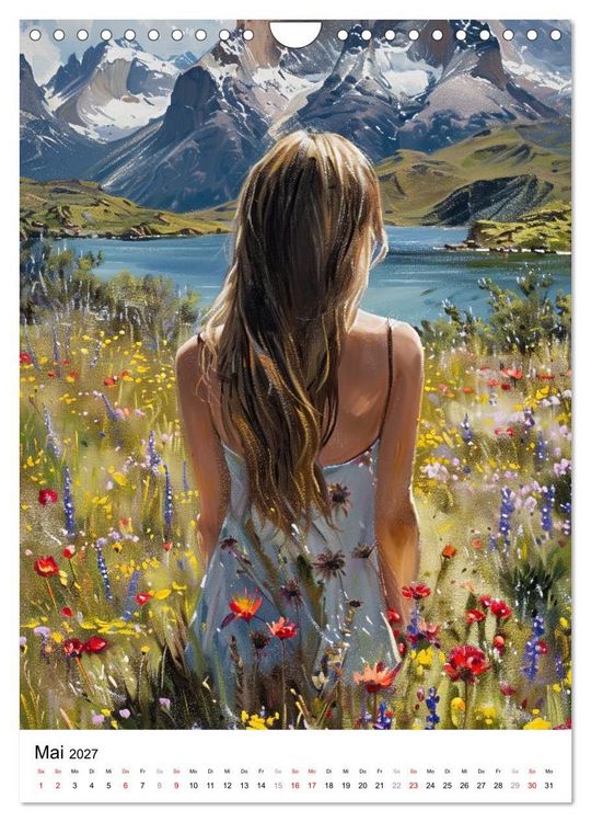 Produktbild: Zwischen Bl&uuml;ten und Tr&auml;umen - 12 kunstvolle Frauenportraits (Wandkalender 2027 DIN A4 hoch), CALVENDO Monatskalender