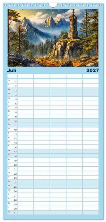 Produktbild: Familienplaner 2027 - Pl&auml;tze zum Tr&auml;umen mit 5 Spalten (Wandkalender, 21 x 45 cm) CALVENDO