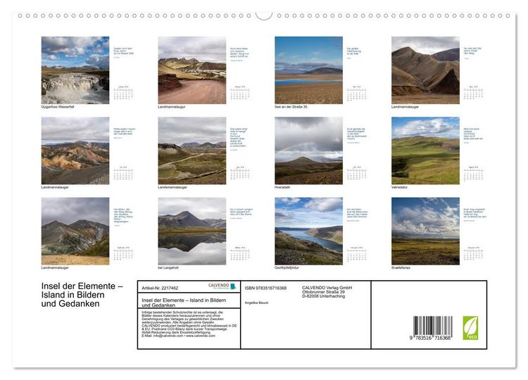 Produktbild: Insel der Elemente &ndash; Island in Bildern und Gedanken (hochwertiger Premium Wandkalender 2026 DIN A2 quer), Kunstdruck in Hochglanz