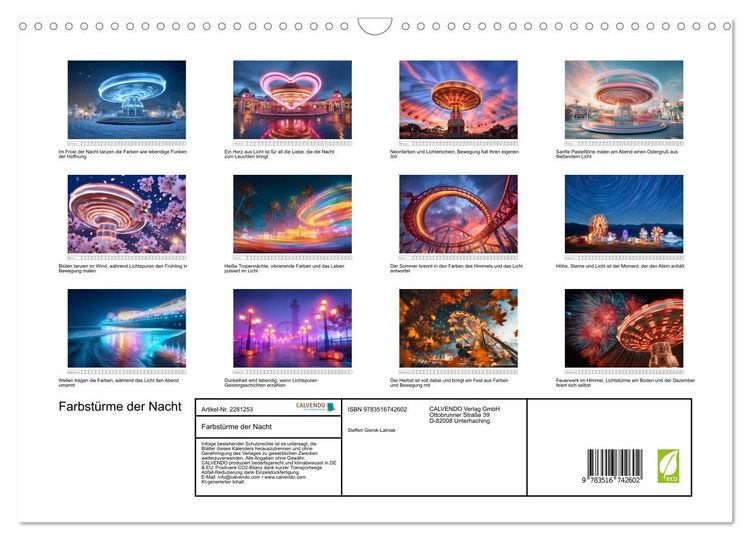 Produktbild: Farbst&uuml;rme der Nacht (Wandkalender 2026 DIN A3 quer), CALVENDO Monatskalender