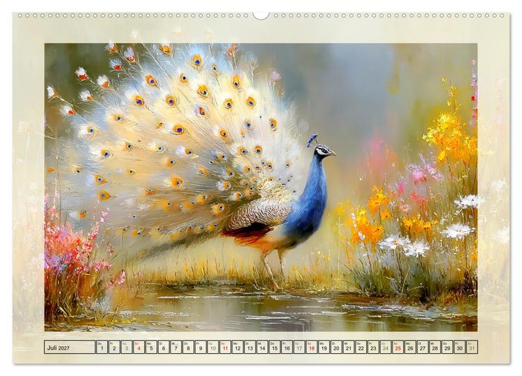 Produktbild: Pfaue. Elegante Zierv&ouml;gel im englischen Garten (Wandkalender 2027 DIN A2 quer), CALVENDO Monatskalender