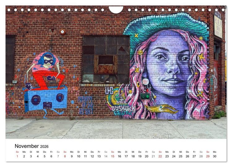 Produktbild: Brooklyn Street Art (Wandkalender 2026 DIN A4 quer), CALVENDO Monatskalender