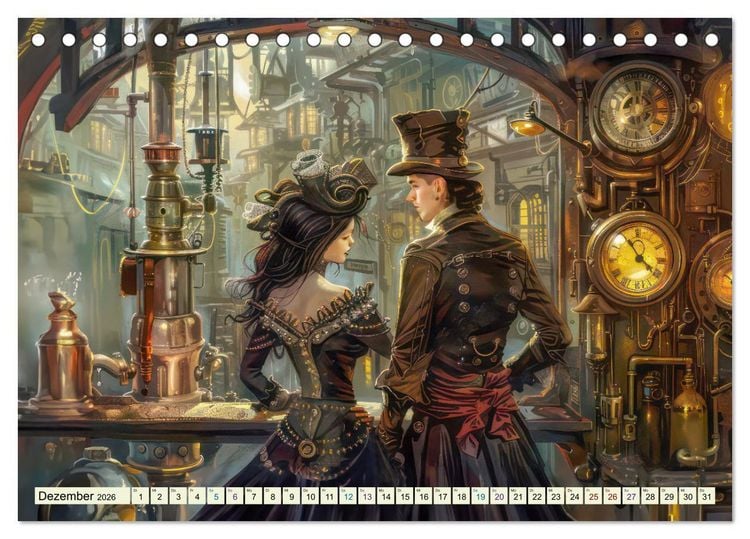 Produktbild: Steampunk - Bl&uuml;tezeit der Mechanik (Tischkalender 2026 DIN A5 quer), CALVENDO Monatskalender