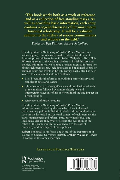 Produktbild: Biographical Dictionary of British Prime Ministers