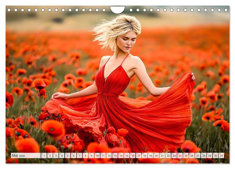 Produktbild: Bl&uuml;tenzauber im Feld - Frauen in farbenpr&auml;chtiger Landschaften (Wandkalender 2026 DIN A4 quer), CALVENDO Monatskalender