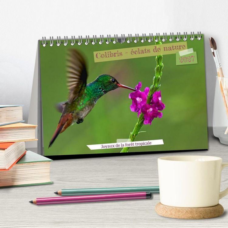 Produktbild: Colibris &ndash; &eacute;clats de nature (Calendrier de bureau 2027 DIN A5 vertical), CALVENDO calendrier mensuel