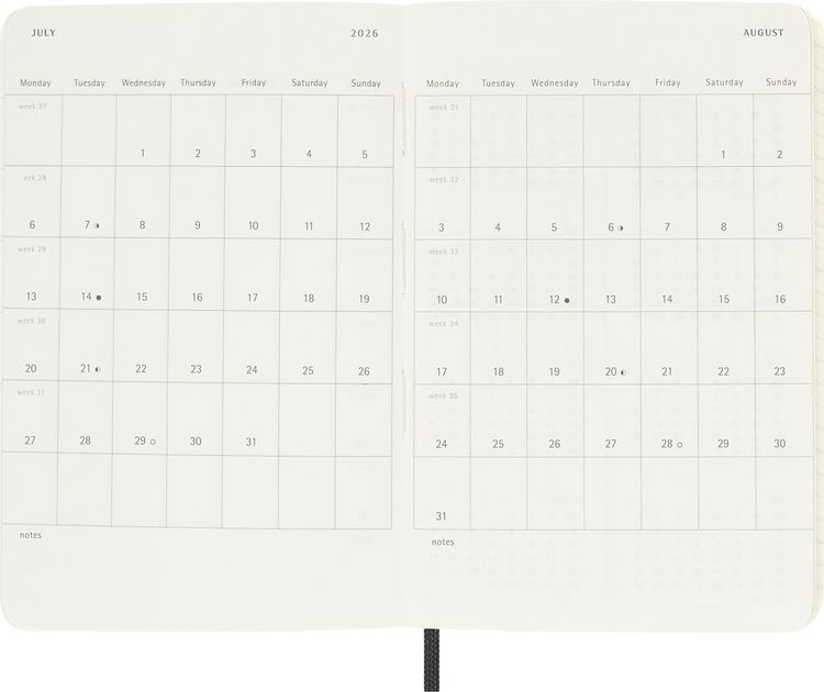 Produktbild: Moleskine 18 Monate Wochenk. 25/26 P/A6, 1 W = 1S Kt
