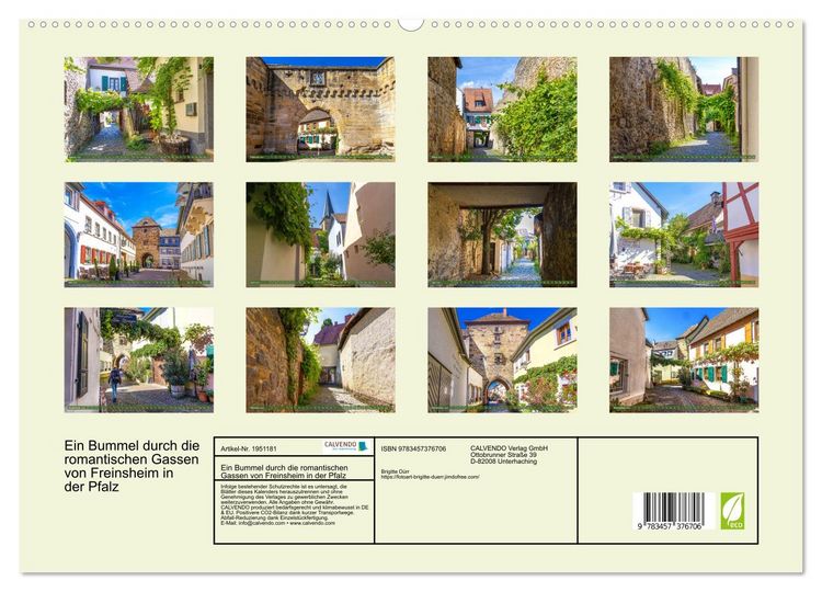 Produktbild: Ein Bummel durch die romantischen Gassen von Freinsheim in der Pfalz (hochwertiger Premium Wandkalender 2026 DIN A2 quer), Kunstdruck in Hochglanz