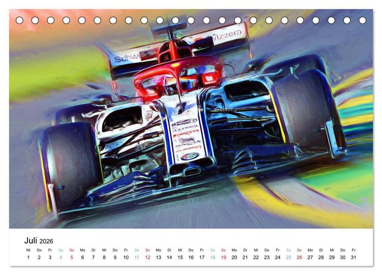Produktbild: Formel 1 kreativ - Digital Art von Jean-Louis Glineur (Tischkalender 2026 DIN A5 quer), CALVENDO Monatskalender