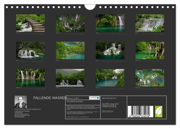 Produktbild: FALLENDE WASSER (Wandkalender 2026 DIN A4 quer), CALVENDO Monatskalender