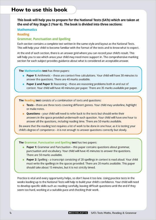 Produktbild: Grammar, Reading & Maths SATs Test Ages 10-11