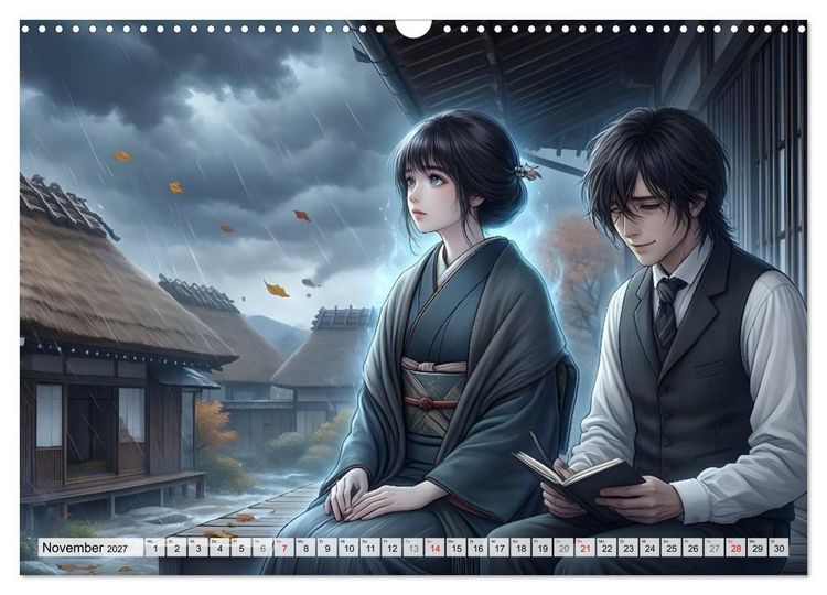 Produktbild: Meiji Mondkalender (Wandkalender 2027 DIN A3 quer), CALVENDO Monatskalender