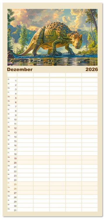 Produktbild: Familienplaner 2026 - Vergessene Wunder - Ein Jahr mit ausgestorbenen Tieren mit 5 Spalten (Wandkalender, 21 x 45 cm) CALVENDO