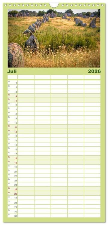 Produktbild: Familienplaner 2026 - Die Bretagne - Frankreichs Perle mit 5 Spalten (Wandkalender, 21 x 45 cm) CALVENDO