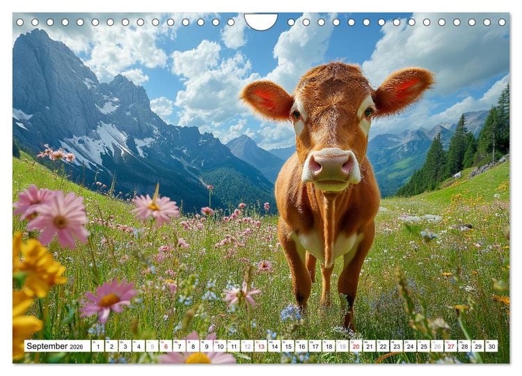 Produktbild: K&Uuml;HE AUF DER ALM &ndash; Der Kalender aus Bayern (Wandkalender 2026 DIN A4 quer), CALVENDO Monatskalender