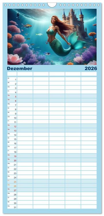 Produktbild: Familienplaner 2026 - Meerjungfrauen in mystischen Unterwasserwelten mit 5 Spalten (Wandkalender, 21 x 45 cm) CALVENDO