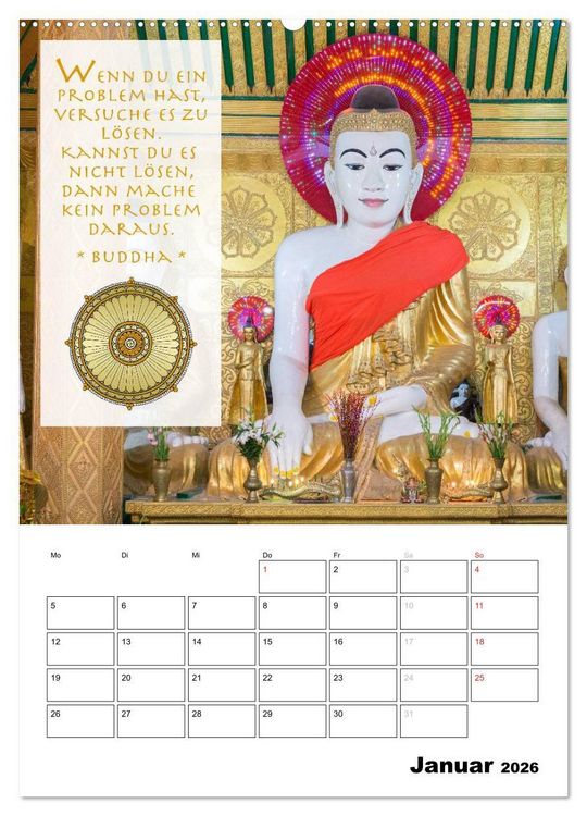 Produktbild: BUDDHAS ZITATE Buddhistische Weisheiten (Wandkalender 2026 DIN A2 hoch), CALVENDO Monatskalender