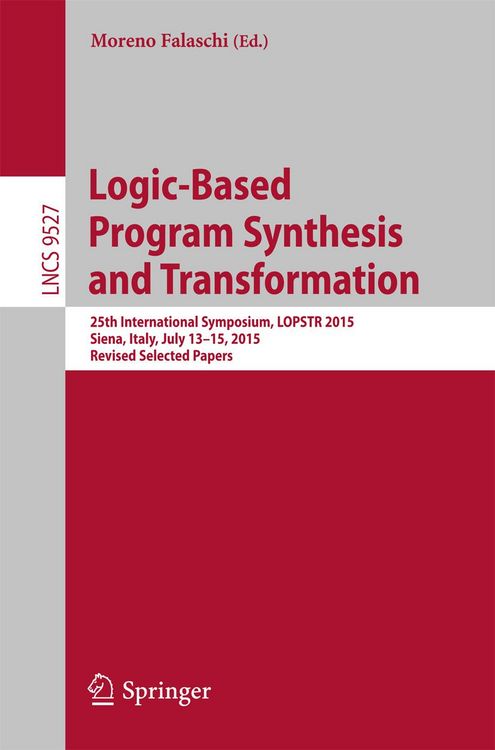 Produktbild: Logic-Based Program Synthesis and Transformation