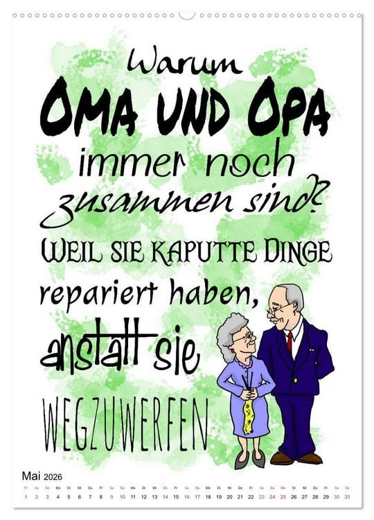 Produktbild: Oma und Opa, die Helden unserer Kindheit (Wandkalender 2026 DIN A2 hoch), CALVENDO Monatskalender