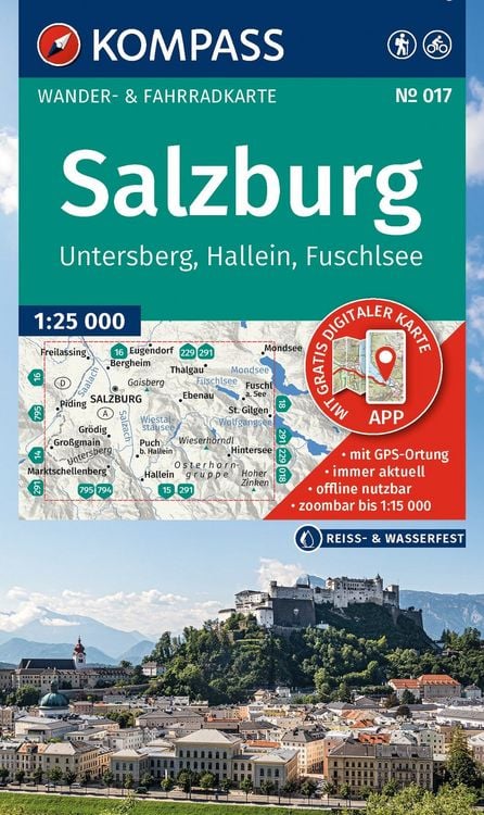 Produktbild: KOMPASS Wanderkarte 017 Salzburg, Untersberg, Hallein, Fuschlsee 1:25.000