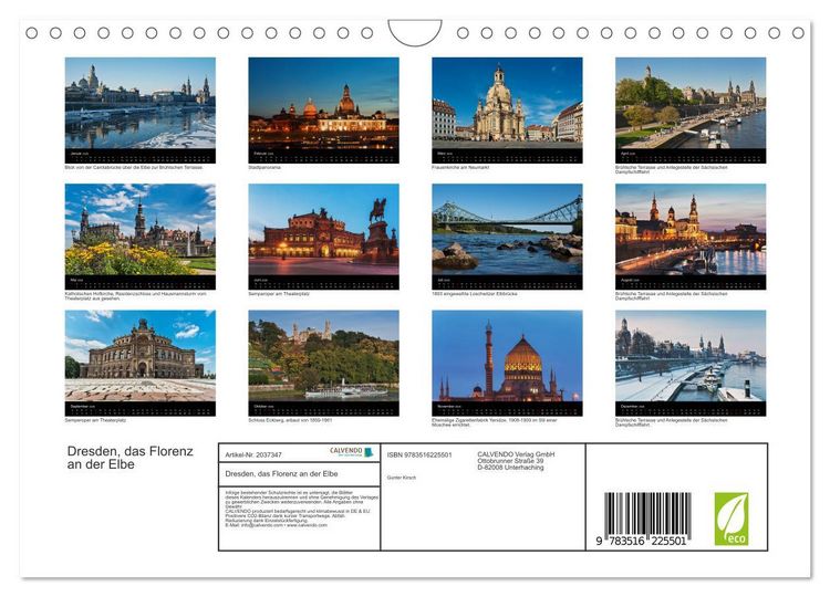 Produktbild: Dresden, das Florenz an der Elbe (Wandkalender 2026 DIN A4 quer), CALVENDO Monatskalender