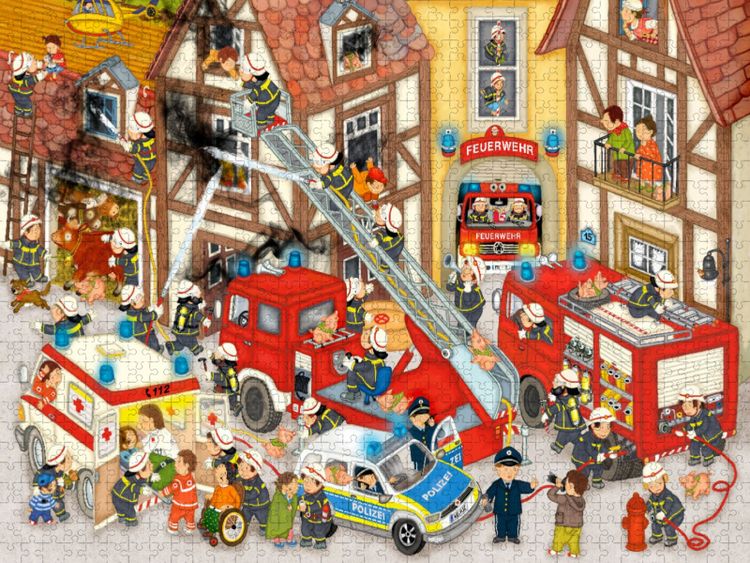 Produktbild: CALVENDO Puzzle Feuerwehr in meinem Dorf | 1000 Teile Lege-Gr&ouml;&szlig;e 64x48cm Foto-Puzzle f&uuml;r gl&uuml;ckliche Stunden