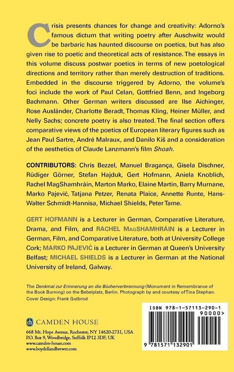 Produktbild: German and European Poetics After the Holocaust