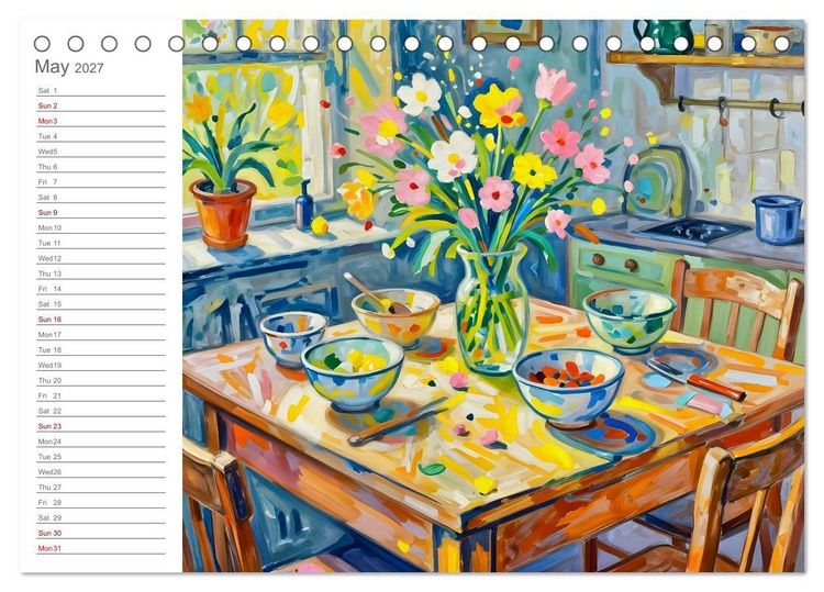 Produktbild: Painted Kitchen Moments - Twelve expressive interiors (Desk Calendar 2027 DIN A5 landscape), CALVENDO 12 Month DeskCalendar
