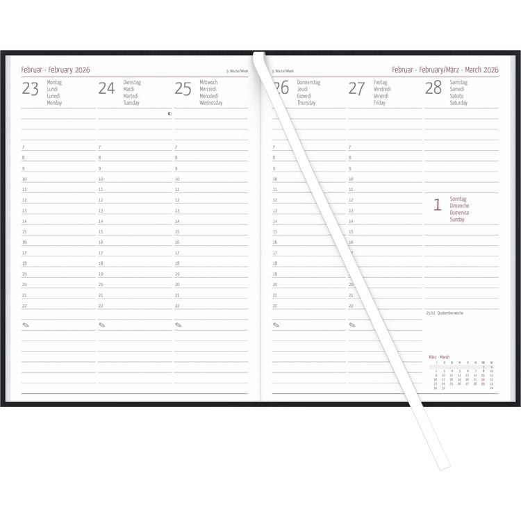 Produktbild: Campustimer Black - A5 Semester-Planer - Studenten-Kalender 2025/2026 - Notiz-Buch - schwarz - Weekly - Alpha Edition