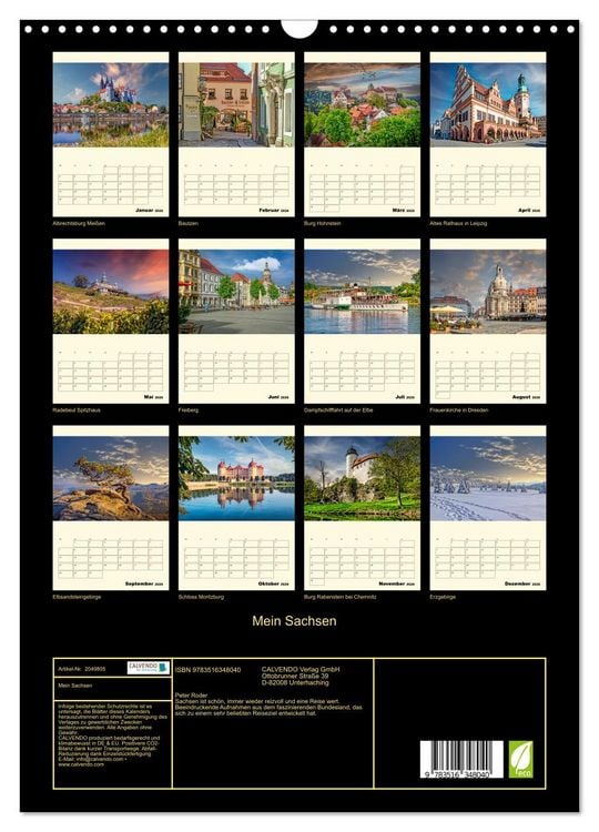 Produktbild: Mein Sachsen (Wandkalender 2026 DIN A3 hoch), CALVENDO Monatskalender